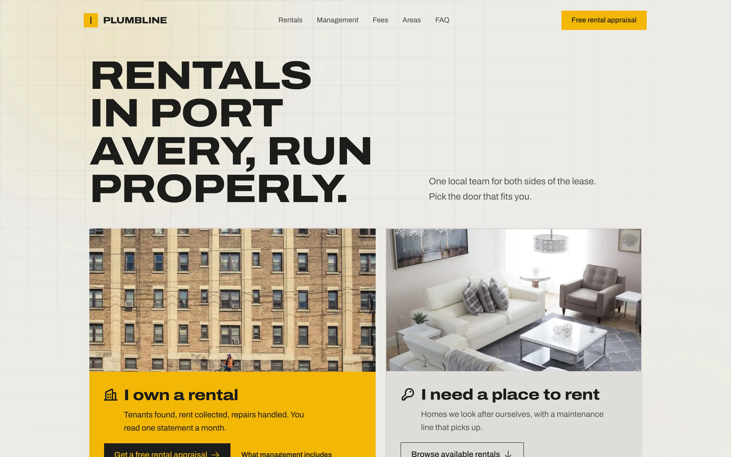 Plumbline, a property management website template