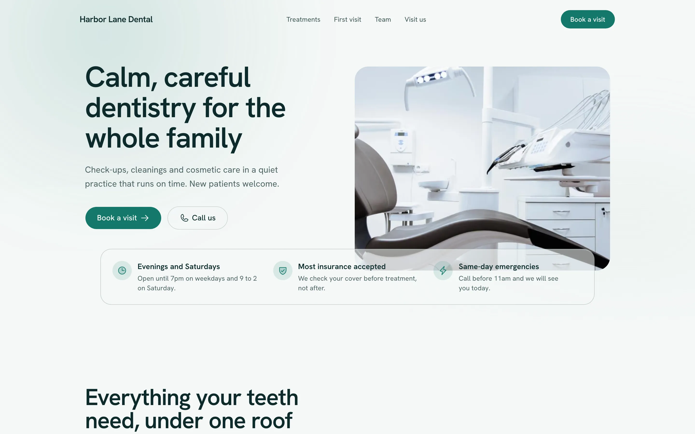 Harbor Lane Dental, a dental and health website template
