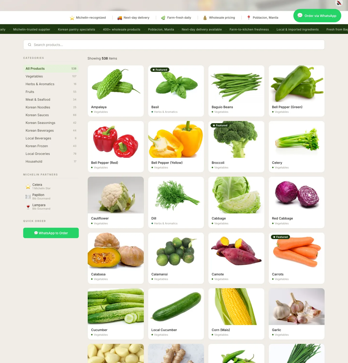 Woori Wholesale Foods product catalog